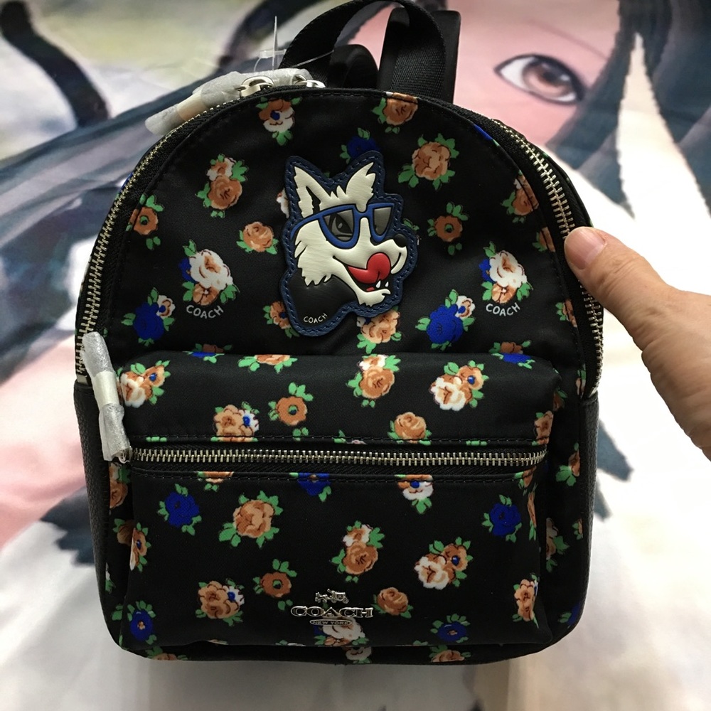 NWT COACH Mini Rose Print Backpack